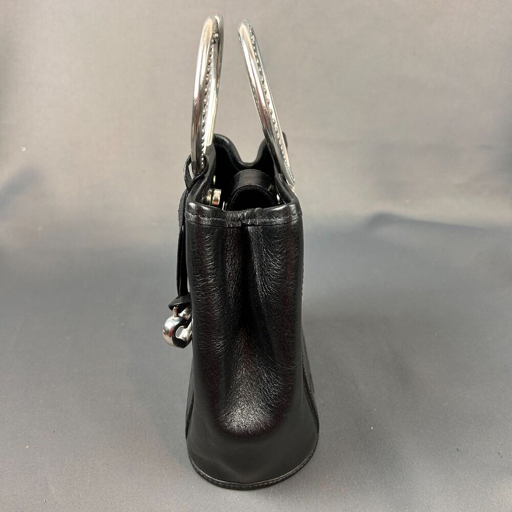 Brighton Corazon Black Embossed Leather Silver Heart Handles NEW - Picture 10 of 16